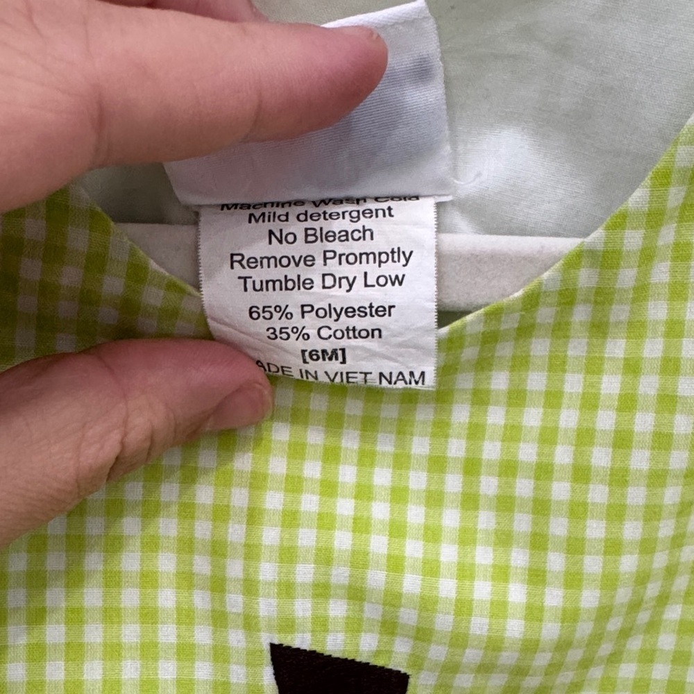 Green Gingham Toddler Dress with Orange Pumpkin Fall Patch - Picture 3 of 6